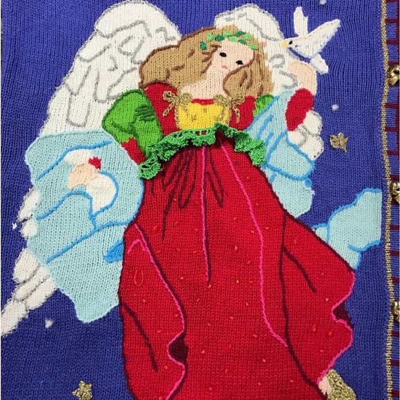 Storybook Knits #1643 Flights of Angels Christmas Cardigan - Women’s 2X NEW - Picture 6 of 11